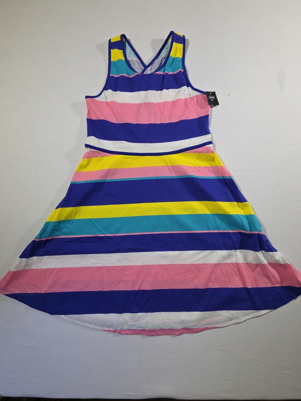 City Streets Striped Tank Dress in Blue, Pink, Yellow, Teal, White